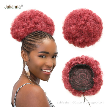 Julianna Hair Afro Puff Fluffy Drawstring Ponytail Chignon Girls Colorful High Quality Hair Bun Puffs Kinky Ponytail Afro Puff